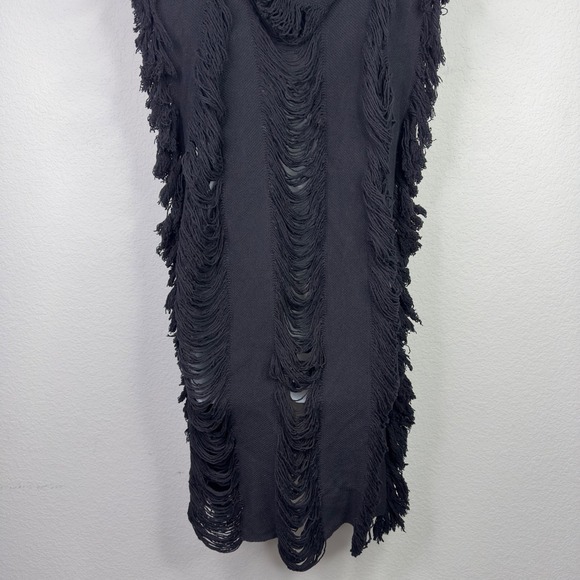 Tuluminati Cardigan Women OS Black Distressed Hooded Festival Boho Western Gypsy - Picture 6 of 13